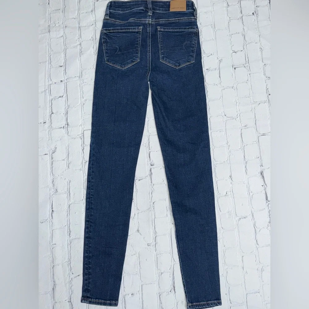 American Eagle Outfitters Dark Blue Denim Super Hi-Rise Jegging Jeans - Picture 4 of 6